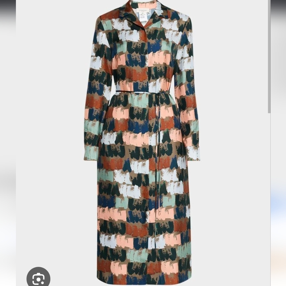 Colorful Paint Stroke Silk Midi Dress
